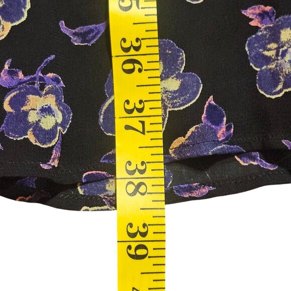 Designer GANNI Floral Georgette Mini Dress W/ Long Sleeves Round Neck For Women - Picture 15 of 16